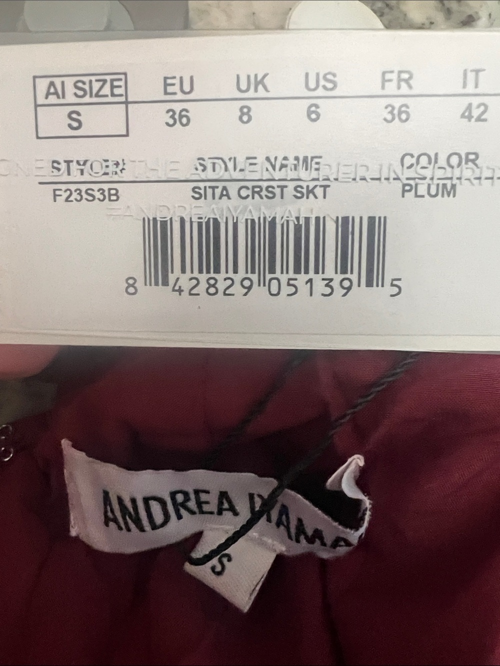 NWT | Andrea Iyamah Sita Corset Skirt in Burgundy, Size S - Picture 8 of 8